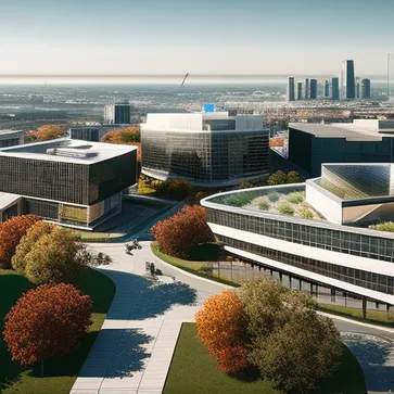 eye-level view,city urban,render by vray; vignette; shadows; high dynamic range,museum,glass,concrete,dawn,spring