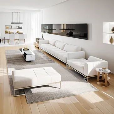 living room, modern minimalism style, sunny