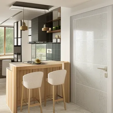 Kitchen,modern style,Sunny,Ceramic tile floor,Painted wall,glass,gypsum,wood,Internal Light Source,Realistic Details